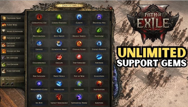 PoE2 support gem tier system comparison showing Regular, Greater, and Perfect tiers